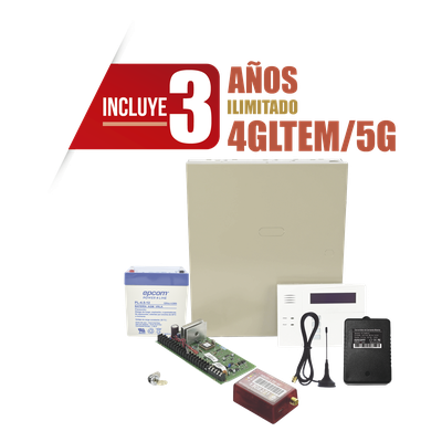 VISTA48MN01/60RF3Y - Kit de panel de intrusión / 8 zonas cableadas + 40 inalámbricas / comunicador 4G LTE-M/5G MN01LTEM / gabinete y teclado incluidos / 3 años de datos ilimitados