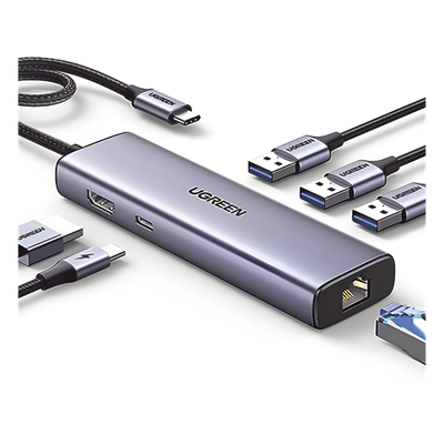 15598 - Ugreen 15598 hub de interfaz USB 3.2 Gen 1 (3.1 Gen 1) Type-C 5000 Mbit/s Plata