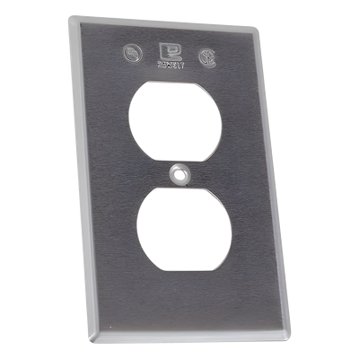 TR-0422 - Tapa para Contacto Dúplex / Aluminio Inyectado a Presión / 1.02 mm Espesor / A Prueba de Intemperie / UL y CSA / Uso Comercial y Residencial