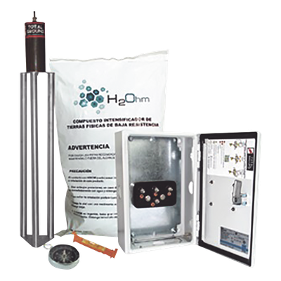 TG-45K-AI - Kit de puesta a tierra antivandálico / 45 A / Resistencia <2 ohm / Acoplador 900 A / NEMA 4 / Compuesto orgánico H2Ohm