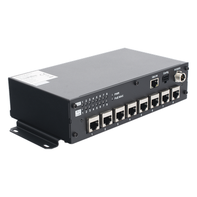AE-MS8400(RJ45/8) - Switch PoE Móvil / 8 Puertos PoE 100 Mbps / 1 Puerto Uplink 1 Gbps / 90 W Total / 9-36 V DC / -20°C a +60°C