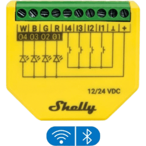 SHELLYPLUSRGBWPM - Controlador LED RGBW / Wi-Fi 2.4 GHz / 4 Canales / 12A / 12-24V / Medición de Consumo / Compatibilidad Alexa y Google Home