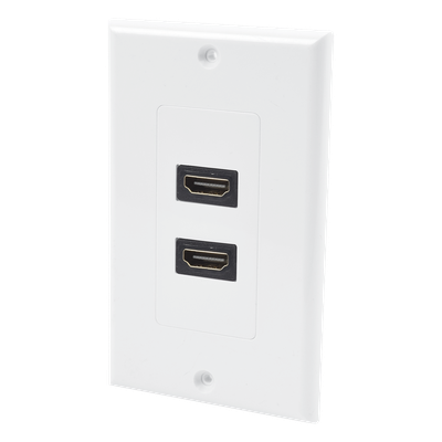 LP-FP-091 - Placa de Pared / 2 Puertos HDMI Hembra a Hembra / 4K UHD / UL 94V-0 / 70 x 115mm / 2.75' x 4.52'