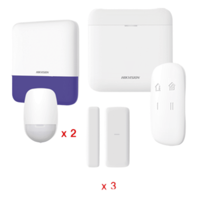 DS-PWA48-KV2 - Kit de Alarma Inalámbrica / 48 Zonas / 2 PIR 15 m (49.2 ft) / Sirena Exterior 110 dB / Batería de Respaldo 12 h / Wi-Fi / AES-128