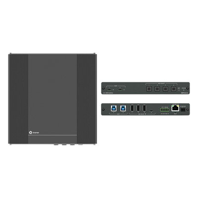 SWT3-41-U - Switcher USB 3.2 | 2 Hosts USB-C con PD 3.0 | 2 Hosts USB-B | 4 Puertos USB Periféricos | Conmutación Automática | Control IP y RS-232 | PoE | Alimentación 20V DC 80W | MegaTOOLS™ Fan-less