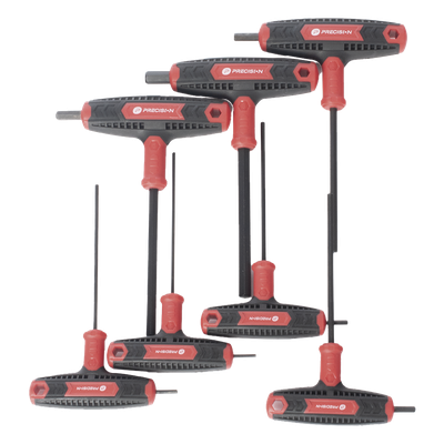 PST-H03-007 - Juego de Llaves Hexagonales / 7 Piezas / 2 a 8 mm / Mango T Ergonómico / Punta de Bola 25° / Acero S2