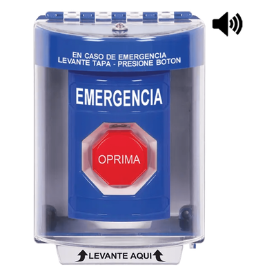 SS2482EM-ES - Botón Multipropósito de Emergencia / Superficie con Espaciador / 2 Relés C/NO-NC 10 A @ 250 VCA / Tapa de Policarbonato / Bocina Prealarma / ADA / -40 °C a 121 °C