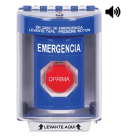 SS2482EM-ES - Botón Multipropósito de Emergencia / Superficie con Espaciador / 2 Relés C/NO-NC 10 A @ 250 VCA / Tapa de Policarbonato / Bocina Prealarma / ADA / -40 °C a 121 °C