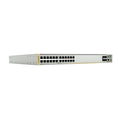 AT-X930-28GPX-901 - Switch PoE+ Stackeable Capa 3 / 24 Puertos Gigabit / 4 SFP+ 10G / Stacking Virtual / PSU Hot-Swap / 214.3 Mpps / 808 W PoE+
