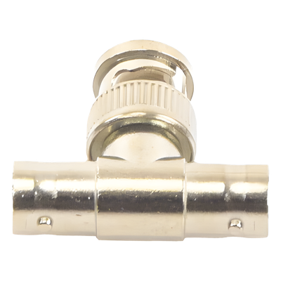 TT-RG-12 - Adaptador Coaxial T / BNC Macho a 2x BNC Hembra / 75 Ohm / Contactos Oro / Aislante Teflón / CCTV Profesional