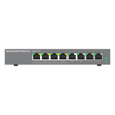 GWN7711P - GWN7711P, Switch Administrable capa 2-lite, 8 x GigaEth, 4 x PoE, fuente 60w