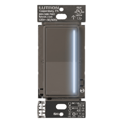 RRSTPRONTF - Atenuador de Pared Táctil / 250 W LED / 500 W Incandescente / Comunicación RF hasta 22.8 m (74.8 ft) / Multilocación hasta 4 Unidades / Color Trufa