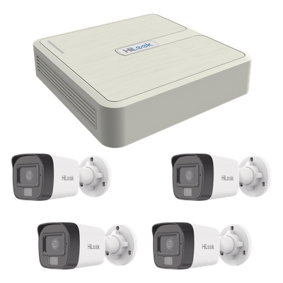 KIP4MP/4B - Kit IP 4 Megapixel / NVR de 4 Canales con 4 Puertos PoE / 4 Cámaras IP Dual Light con Micrófono Integrado / Bala para Exterior