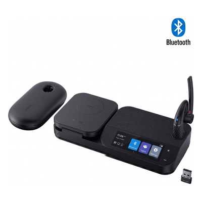 BH71-WORKSTATION-PRO-USB-C/A - Sistema de Auricular Bluetooth Mono / Cancelación de Ruido 4-Mic / Autonomía 30h / Pantalla Táctil 3' / Conectividad USB-C/A / Carga Inalámbrica Qi 15W