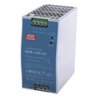 NDR24024 - Fuente de Poder Industrial / Riel DIN / 240W / 24Vcc / 10A / Entrada 90-264Vca / Eficiencia 88.5% / Sin Ventilador