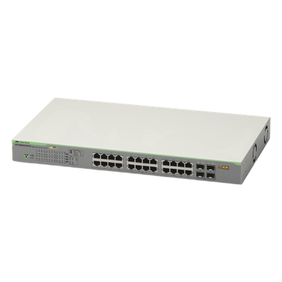 AT-GS950-28PS-10 - Switch PoE+ Gigabit WebSmart de 24 puertos 10/100/1000 Mbps + 4 puertos SFP Gigabit, 185 W