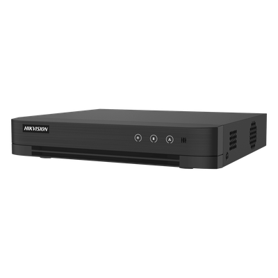 IDS-7208HUHI-M1/T - DVR Pentahíbrido / 8 Canales TURBOHD + 8 Canales IP / 8 Megapixel (4K) / Audio Bidireccional / AcuSense / H.265+ / 1 Bahía HDD