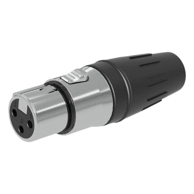 SCHF3 - Conector XLR Hembra / 3 Núcleos / Acero Inoxidable / Contactos Chapados en Oro / 20 A a 250 V CA