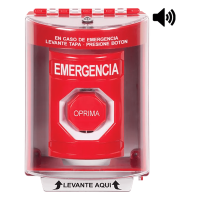 SS2082EM-ES - Botón Multipropósito / Superficie con Espaciador / Tapa Policarbonato / Bocina Pre-Alarma / Interior-Exterior / -40°C a 121°C / 10A 250VAC