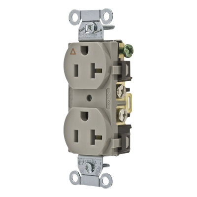 HUB-IG5352GY - Contacto Dúplex / 20 A / 125 V / 2 Polos 3 Hilos / NEMA 5-20R / Grado Comercial / 3.28 x 1.57 x 1.07 in