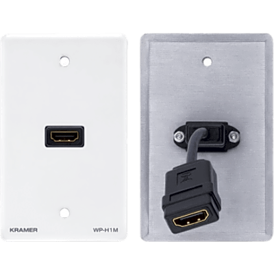 WP-H1M(WP-HDMI1M)/US(W) - Placa de Pared HDMI Pasiva / Conexión Frontal y Trasera / Cable Plano Flexible / Formato US / Blanco