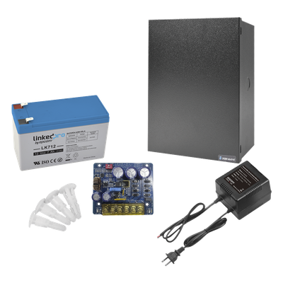 KIT16B3LK7 - Kit con fuente PLB3 con salida de 12 Vcc a 4 Amper, incluye transformador y batería de 12 V a 7 Amper