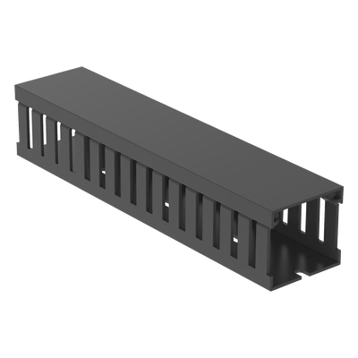 FC1.5X1.5LG2 - Canaleta Ranurada de PVC con Tapa / 44.5 mm Ancho / 41.1 mm Alto / 2 m (6.56 ft) Largo / Grado V-0 / Gris