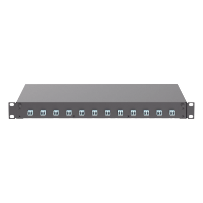FD1W12AQDLCZ - Distribuidor de Fibra Óptica / 12 Conectores LC Duplex (24 Fibras) / Multimodo OM3/OM4 / 1 UR / 17.5 in (444.5 mm) Ancho / 12.13 in (308.2 mm) Profundidad