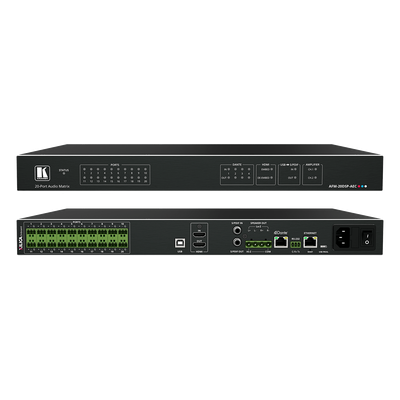 AFM-20DSP-AEC - Matriz de Audio Digital / 20 Puertos Analógicos Configurables / DSP 32-bit 96kHz / AEC / Amplificador 2x60W + 1x120W / Dante 4x4 / HDMI 4K60 / USB Plug & Play / Rack 1U