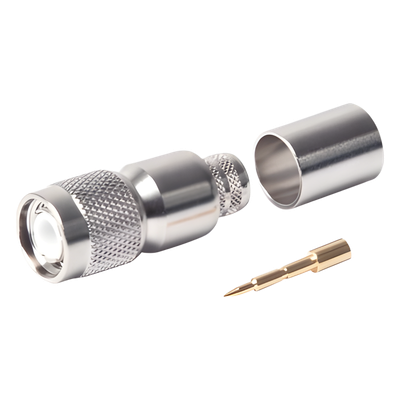 RFT-1202-I - Conector RF TNC Macho / Anillo Plegable / LMR-400, CNT-400, RG8/U / Bronce Niquelado / Contacto Oro con Teflón