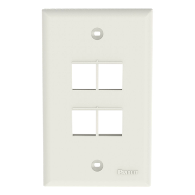 NK4FNIW - Placa de Pared Vertical / 4 Puertos Keystone / ABS / Blanco Mate / 69.8 x 114.3 mm / 2.75 x 4.5 pulg. / RoHS