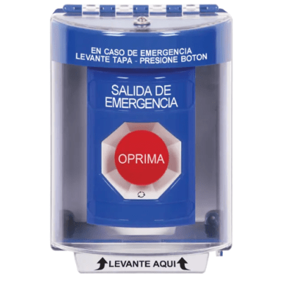 SS2471EX-ES - Botón Multipropósito de Superficie / Texto Salida de Emergencia en Español / Relevadores Dobles Forma C / Tapa de Policarbonato / Llave para Restablecer / Interior/Exterior