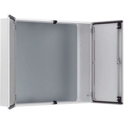 MAD1001030R5 - Gabinete de Doble Puerta MAD / 1000 x 1000 x 300 mm (39.37 x 39.37 x 11.81 in) / NEMA Tipo 12 / IP55 / IK10 / Acero Dulce 1.5 mm / Placa de Montaje Incluida / Gris Claro RAL 7035