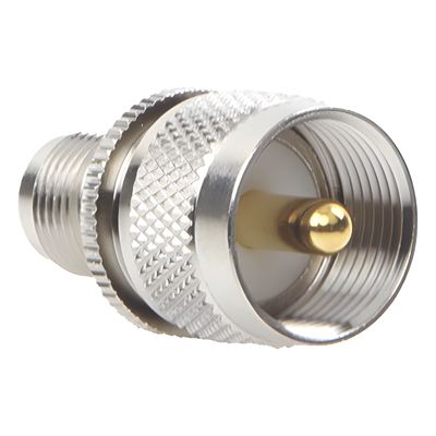 RFT-1236 - Adaptador de Conector RF / TNC Hembra a UHF Macho PL-259 / Montaje en Línea / Cuerpo Níquel / Contacto Oro / Aislante Teflón