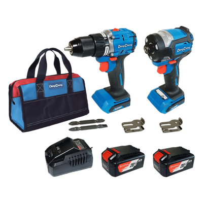 DNG-KTP01 - Kit Taladro Percutor y Atornillador de Impacto / 20V / Motor Brushless / 2 Baterías 4.0Ah Li-ion / Cargador Rápido / Bolsa de Transporte