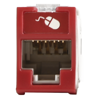 U6-H03NS - Jack Cat6 / UTP / Montaje Híbrido Plano-Angulado / Rojo / Punch Down 110