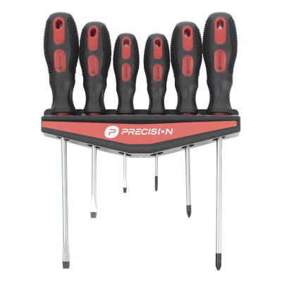 PST-H020-07 - Precision Juego de 6 Desarmadores CRV, Mango Bicolor, Organizador Incluido