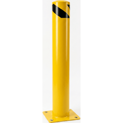 XB-114-1000 - Bolardo Fijo de Acero / Diámetro 114 mm / Altura 1000 mm (3.28 ft) / Grosor de Pared 2 mm / Base Soldada 150 x 150 mm / Pintura en Polvo