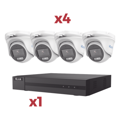 HL24TKIT - Kit DVR TurboHD / 4 Canales + 1 IP / 2 Megapixel (1080p Lite) / ColorVu Lite / Audio por Coaxitron / 4 Cámaras Turret Metálicas