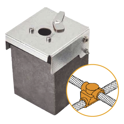 AT-W40/W40/XS - Molde de Grafito Horizontal Unión en Cruz / Cable 4/0 AWG (120 mm²) / 50 Soldaduras / Acero Electrogalvanizado / Normativa UNE 21186