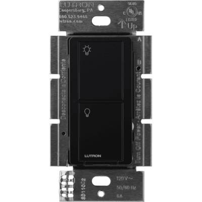PD5SDVBL - Interruptor de Pared Inalámbrico / 2 Botones On/Off / 5 A LED/CFL / 600 W Incandescente / 120/277 V / Sin Neutro / Alcance 18 m (59.1 ft) Línea Vista