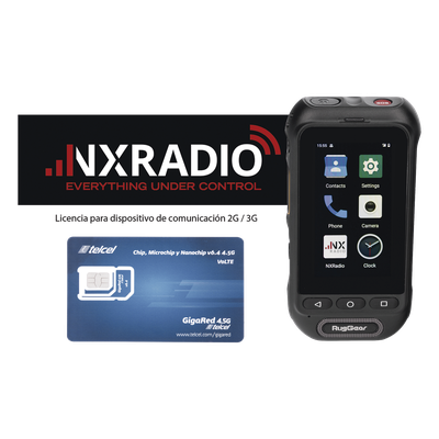 RG360-KIT-SIMTEL - Kit Radio PTT / Android 10 GO / IP68 / MIL-STD 810H / Altavoz 105 dB / Batería 3000 mAh / SIM 1GB 12 Meses