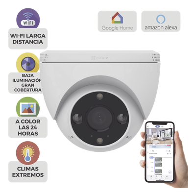 CS-H4 - Cámara Domo IP / 3 Megapixel (2K) / Wi-Fi / Visión Nocturna Color 30 m (98.4 ft) / Detección Humana y Vehículo / IP67 / Audio Bidireccional / Ranura Micro SD 512 GB