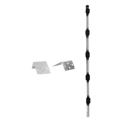 SYS-POST-3-V2 - Poste para Cerco Eléctrico / 1 m (3.3 ft) de Altura / 5 Aisladores de Paso / Base Multiposición / Acero Galvanizado
