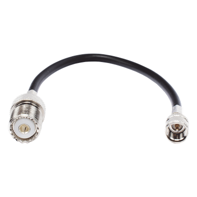 SKN-9557 - Jumper Adaptador RF / Mini UHF Macho a UHF Hembra (SO-239) / Cable RG-58/U 20 cm / Bronce Niquelado / Contacto Oro y Plata / Aislante Delrin