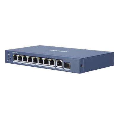 DS-3E0510P-E - Switch Gigabit PoE+ / No Administrable / 8 Puertos 1000 Mbps PoE+ / 1 Puerto 1000 Mbps de Uplink + 1 Puerto SFP / 110 Watts