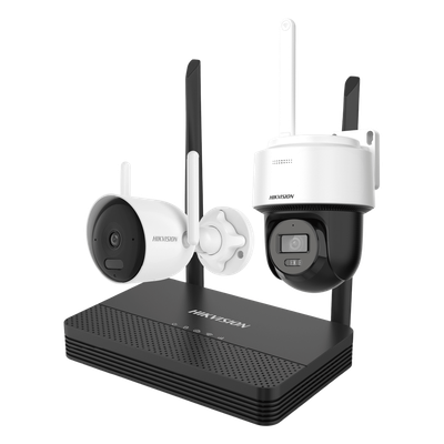 NKS424WBPH - Kit de Videovigilancia IP Inalámbrico / 4 Megapixel / NVS 4 Canales / 2 Cámaras Wi-Fi / Dual Light / Audio Bidireccional / IP66 / Micro SD 512 GB