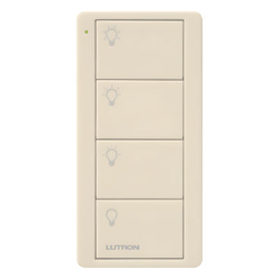 PJ24BLAL31P - Control Pico / 4 botones / inalámbrico a pilas / RF Clear Connect 431-437 MHz / Gloss Light Almond / Caseta, RadioRA 2, HomeWorks QS