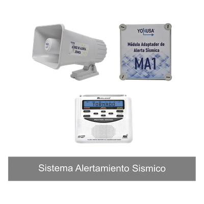 YKIT-SISMICO - Kit de Alertamiento Sísmico / Radio Meteorológico 7 Canales / Audio 30W / 120 dB / 13.5VDC 2A / 20x13.5x23 cm
