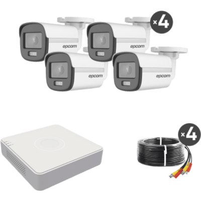 B8-KIT-CV - Kit TurboHD 1080p Lite / DVR 4 Canales / 4 Cámaras Bala 2 Megapixel ColorVu / Fuente de Poder / Accesorios de instalación